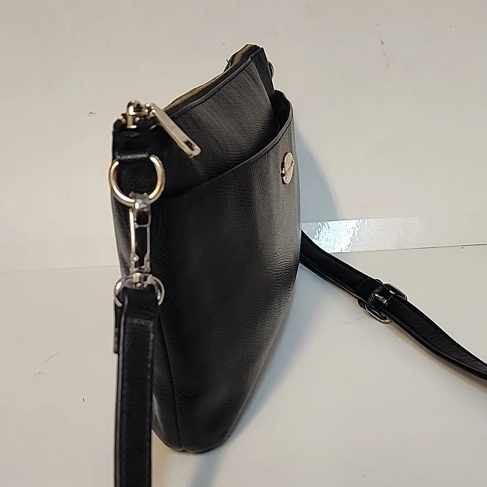 Coach Black Saffiano Leather with gold trim Shoulder Bag